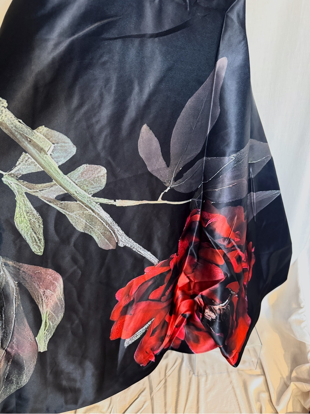 Mac Duggal Strapless Black Gown with Red Floral Accent - Picture 5 of 16